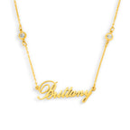 Custom/Personalized Nameplate with Gemstone Accents Necklace - AQeCom