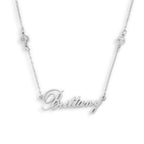 Custom/Personalized Nameplate with Gemstone Accents Necklace - AQeCom