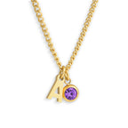 Custom/Personalized Initial Pendant Necklace w/ Birthstone - AQeCom