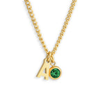 Custom/Personalized Initial Pendant Necklace w/ Birthstone - AQeCom