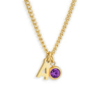 Custom/Personalized Initial Pendant Necklace w/ Birthstone - AQeCom