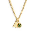 Custom/Personalized Initial Pendant Necklace w/ Birthstone - AQeCom