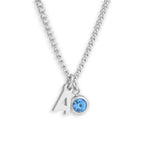 Custom/Personalized Initial Pendant Necklace w/ Birthstone - AQeCom
