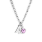 Custom/Personalized Initial Pendant Necklace w/ Birthstone - AQeCom