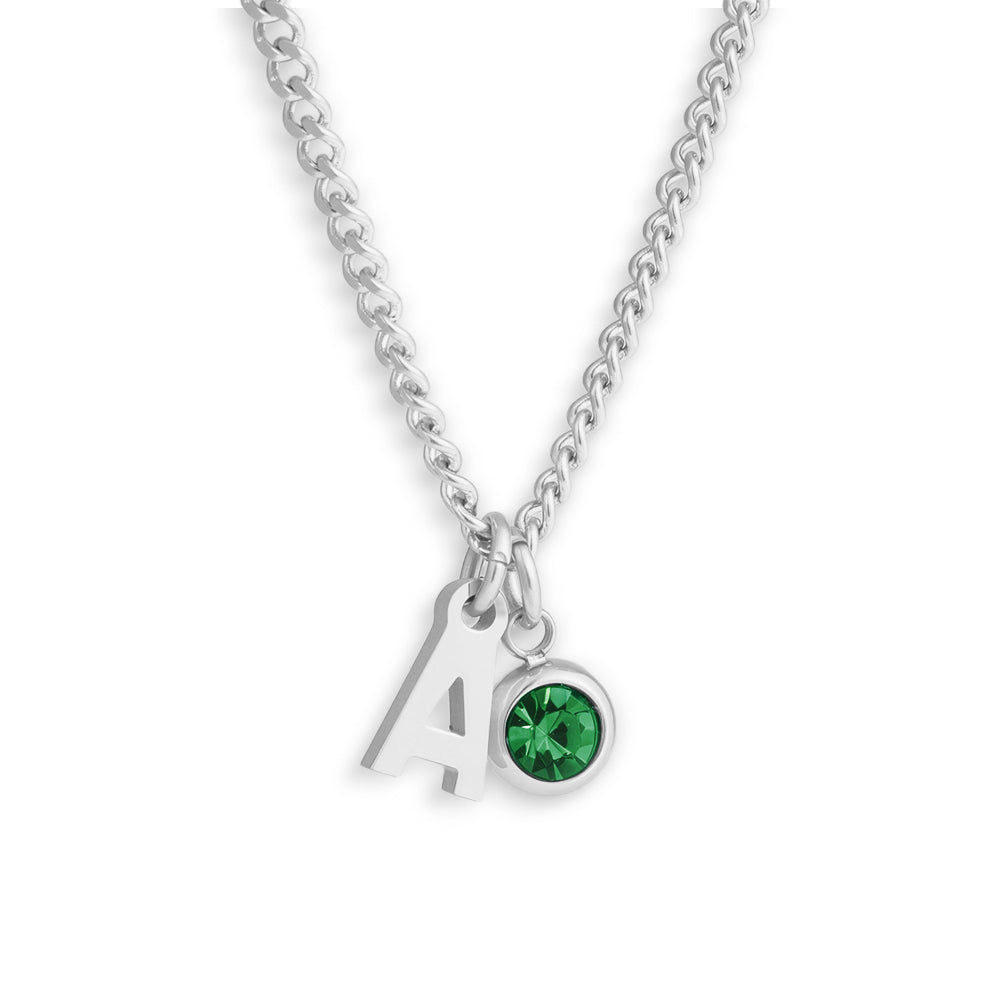 Custom/Personalized Initial Pendant Necklace w/ Birthstone - AQeCom