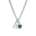 Custom/Personalized Initial Pendant Necklace w/ Birthstone - AQeCom