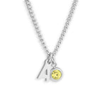 Custom/Personalized Initial Pendant Necklace w/ Birthstone - AQeCom