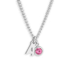 Custom/Personalized Initial Pendant Necklace w/ Birthstone - AQeCom