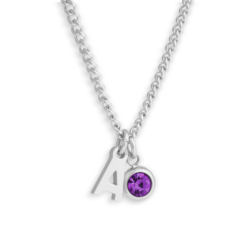 Custom/Personalized Initial Pendant Necklace w/ Birthstone - AQeCom
