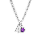 Custom/Personalized Initial Pendant Necklace w/ Birthstone - AQeCom