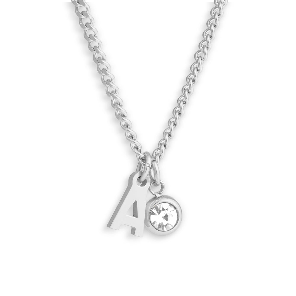 Custom/Personalized Initial Pendant Necklace w/ Birthstone - AQeCom