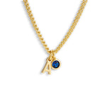 Custom/Personalized Initial Pendant Necklace w/ Birthstone - AQeCom