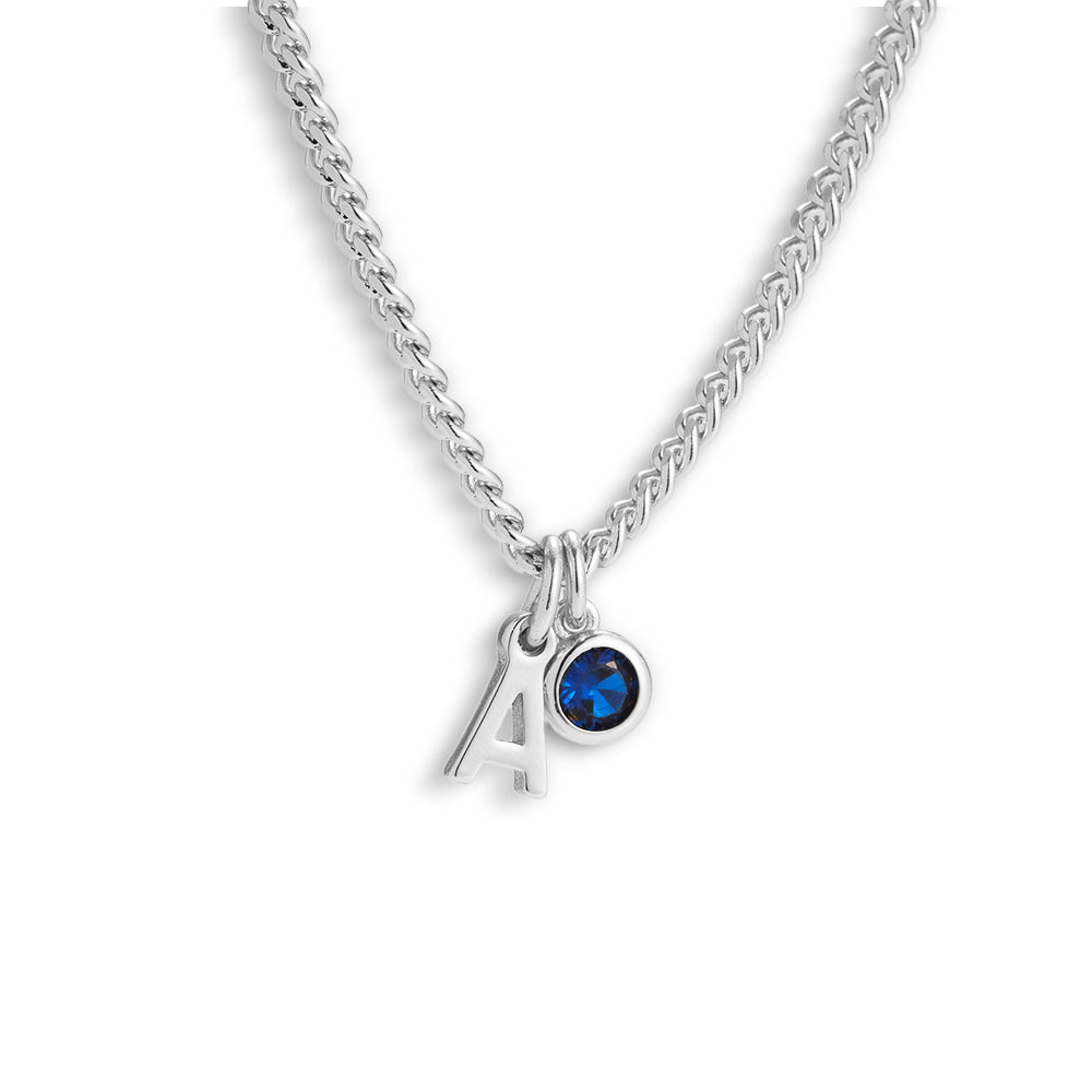 Custom/Personalized Initial Pendant Necklace w/ Birthstone - AQeCom