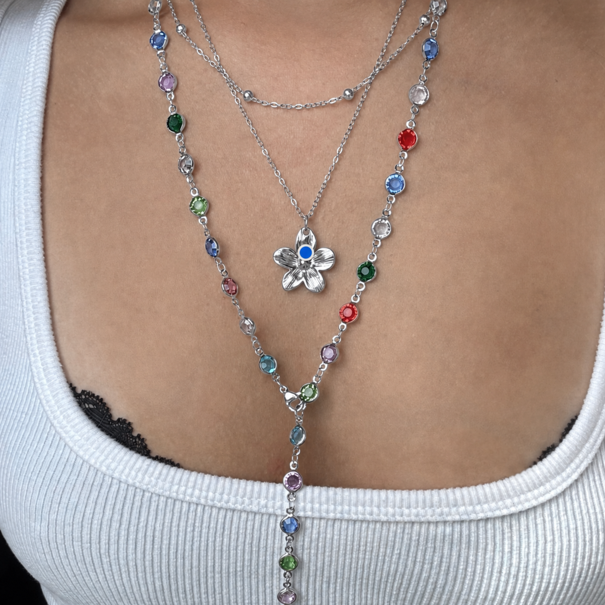Sunset Glow Rainbow Necklace Set - EVRYJEWELS