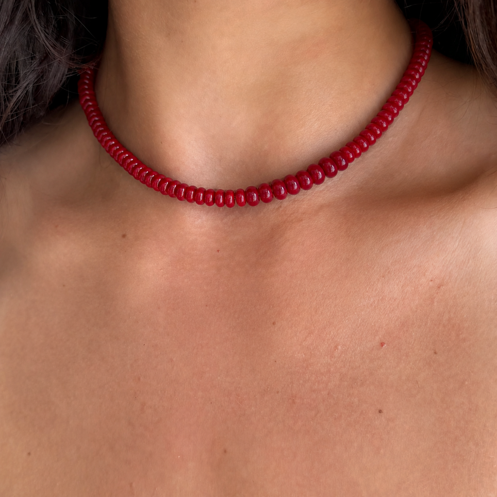 Scarlet Glow Beaded Necklace