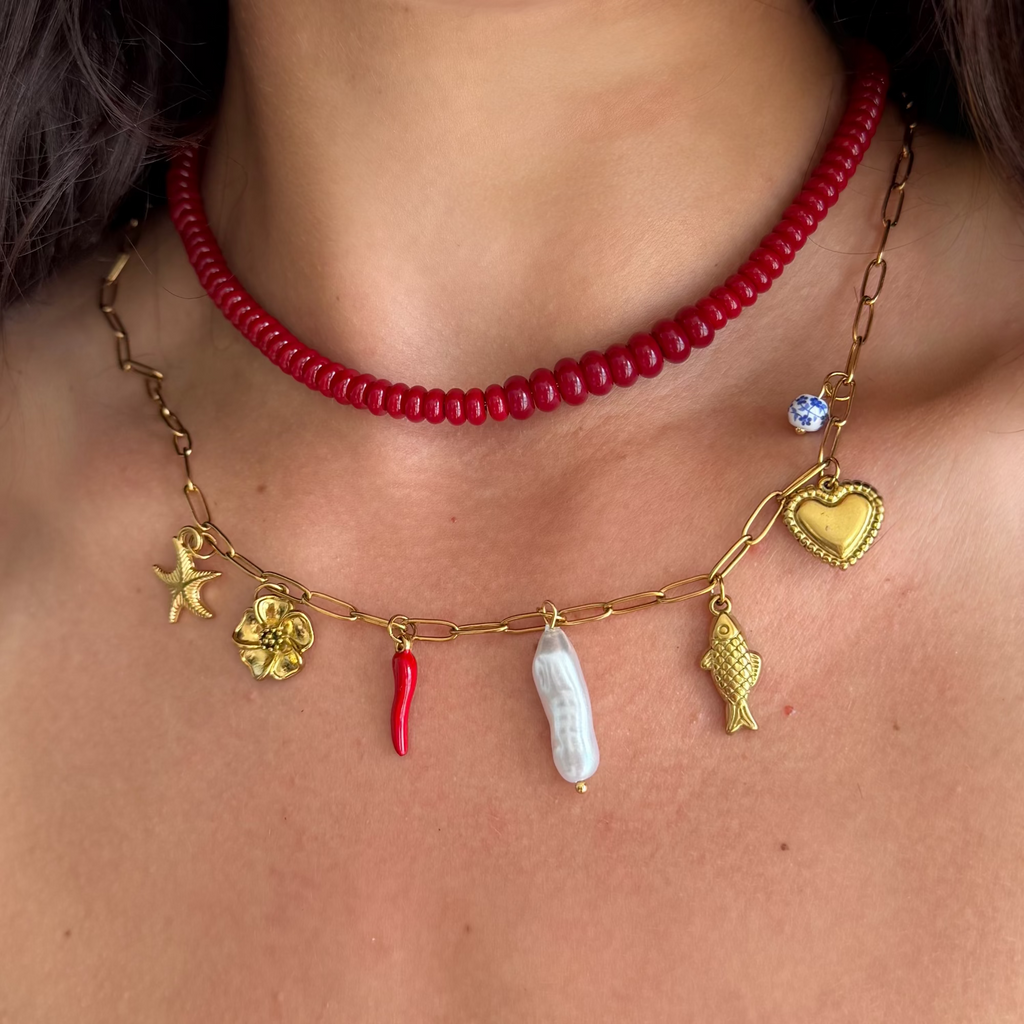 Scarlet Glow Beaded Necklace