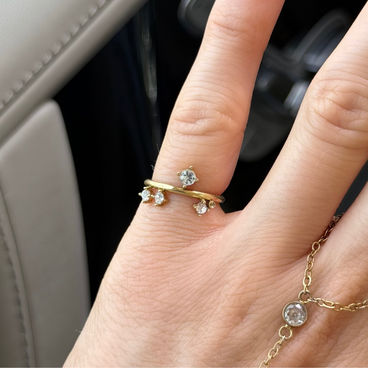 Triple Spark Drop Ring