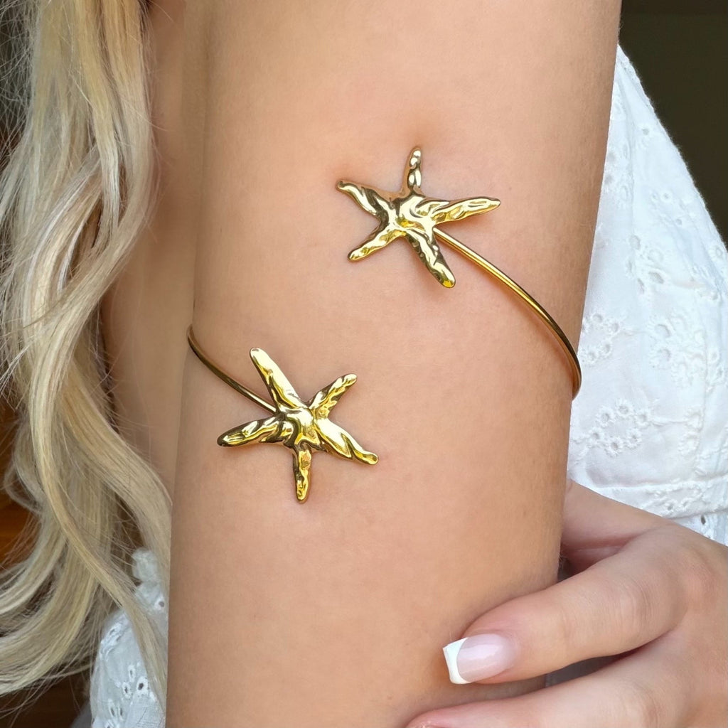 Tidal Stars Arm Cuff Gold - EVRYJEWELS