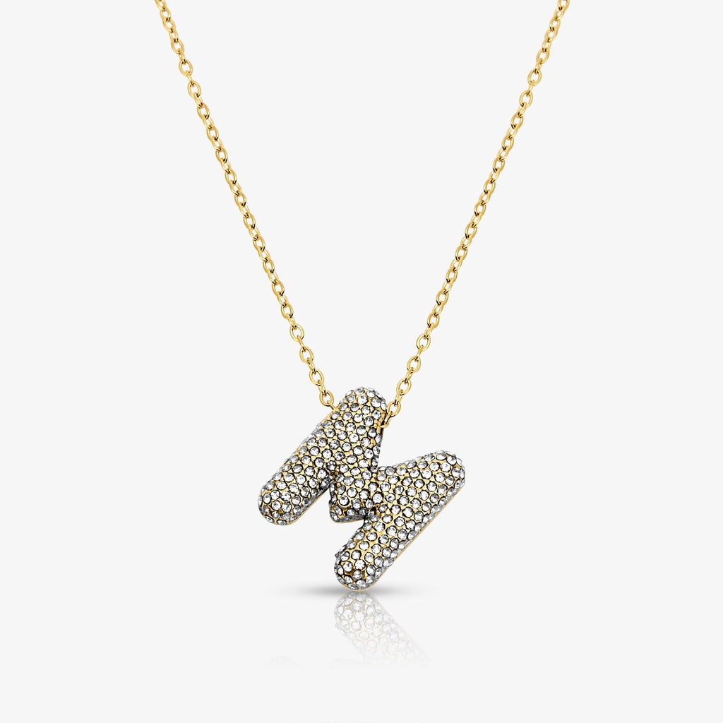 Pave Bubble Letter Necklace - EVRYJEWELS
