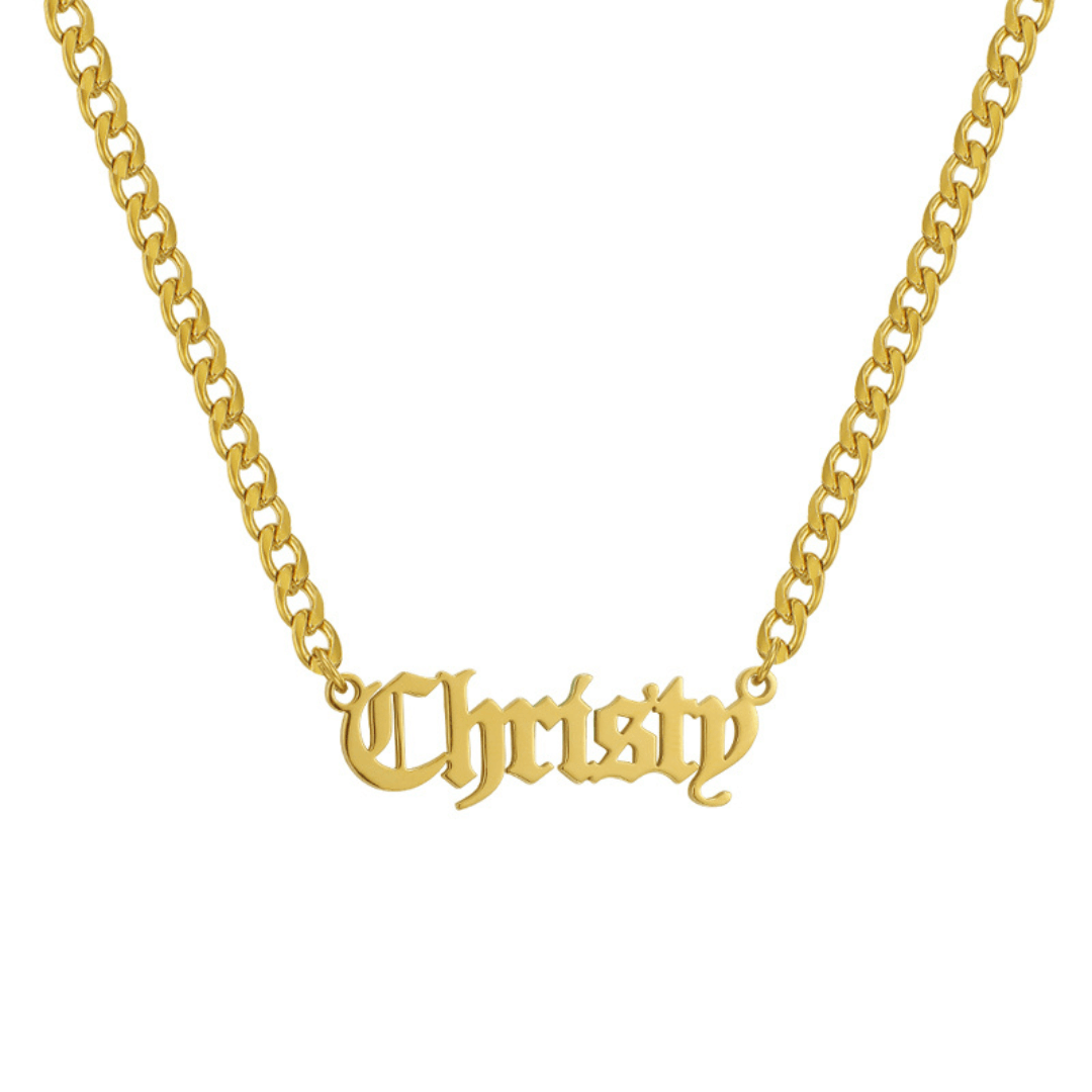 Custom/Personalized Nameplate Curb Necklace - EVRYJEWELS