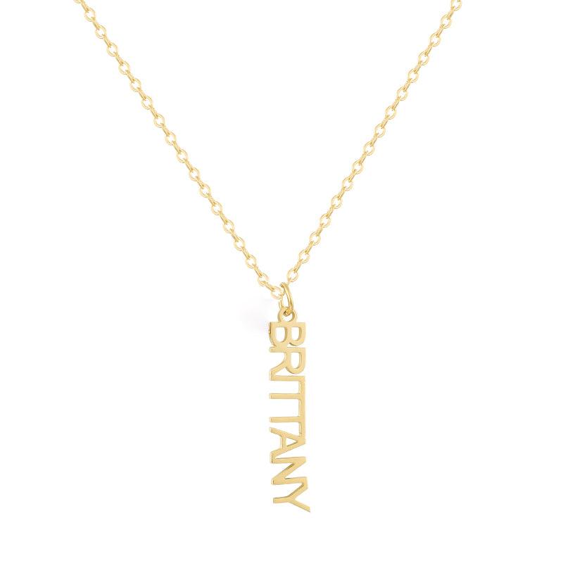 Custom/Personalized Mini Vertical Charm Nameplate Necklace - AQeCom