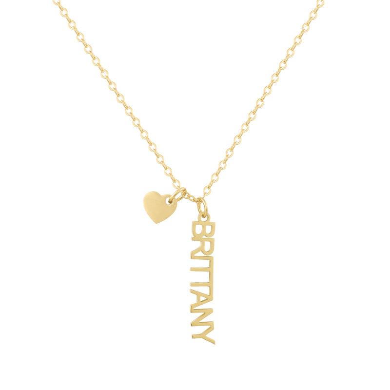 Custom/Personalized Mini Vertical Charm Nameplate Necklace - AQeCom