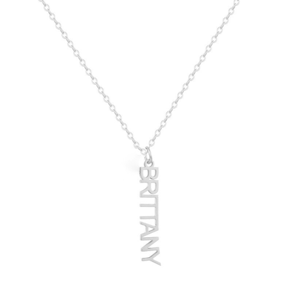 Custom/Personalized Mini Vertical Charm Nameplate Necklace - AQeCom
