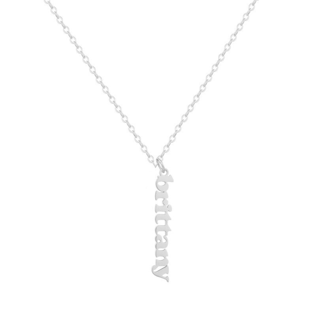 Custom/Personalized Mini Vertical Charm Nameplate Necklace - AQeCom