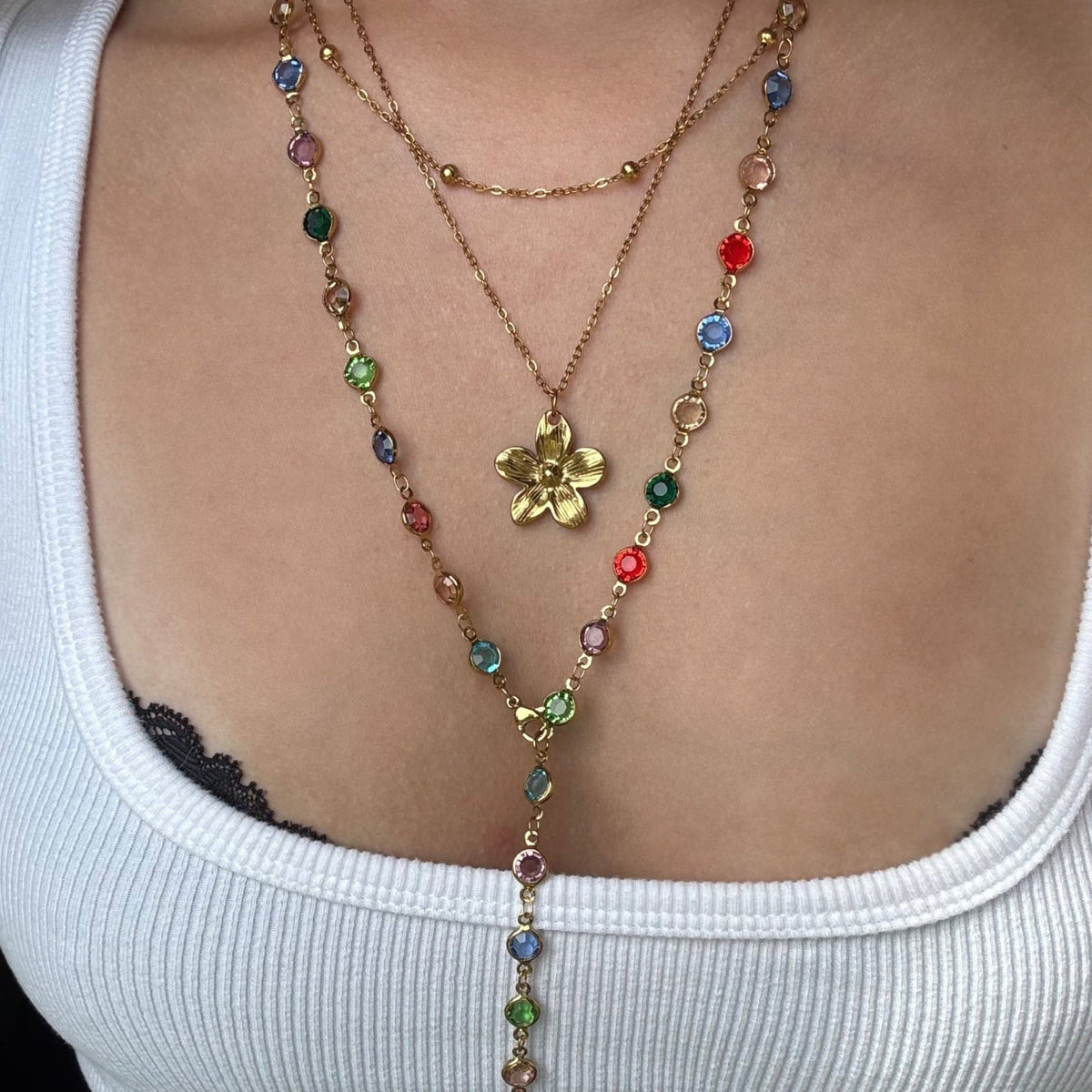 Sunset Glow Rainbow 3-Piece Necklace Set