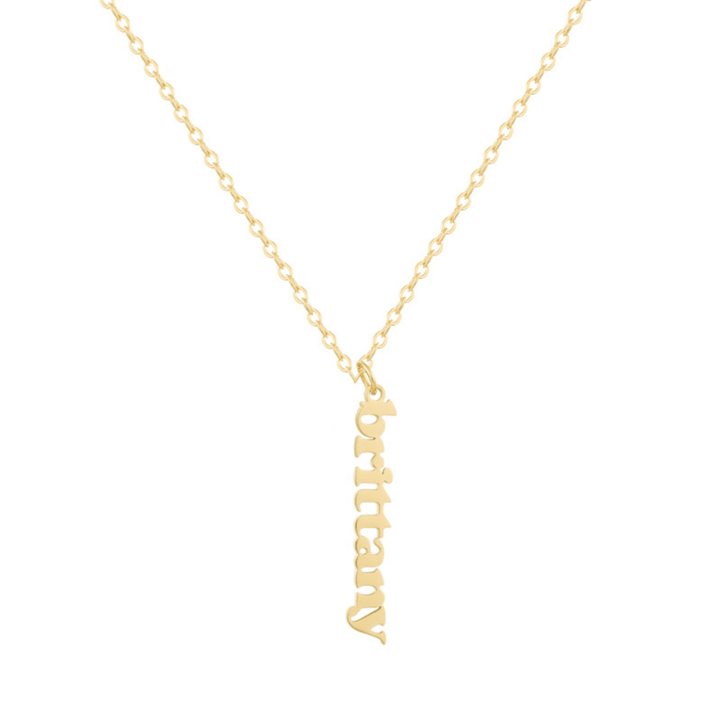 Custom/Personalized Mini Vertical Charm Nameplate Necklace - AQeCom